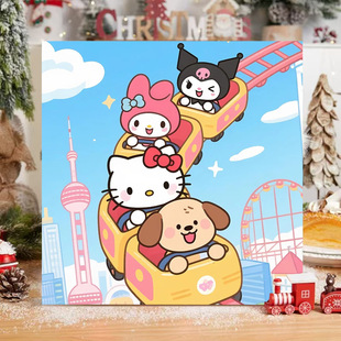 Sanrio Digital Oil Painting DIY Hand-Painted Coloring Kuromi Melody Cartoon Cute Decorative Painting Manufacturer Wholesale