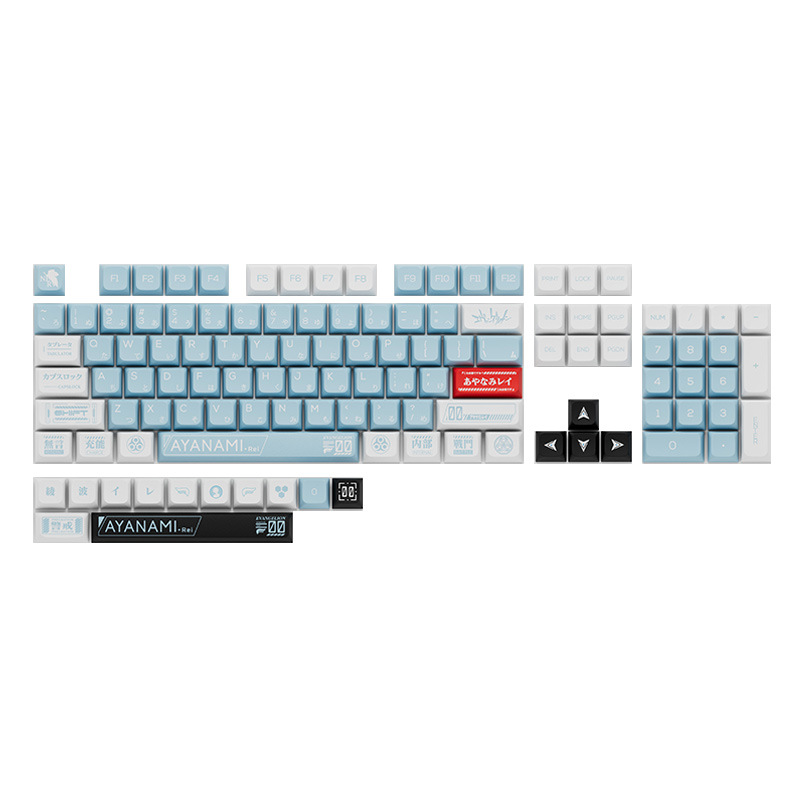 Teclas de perfil XDA de material PBT, totalmente sublimadas, estilo máquina rojo y blanco, juego completo de teclas universales para teclado mecánico.