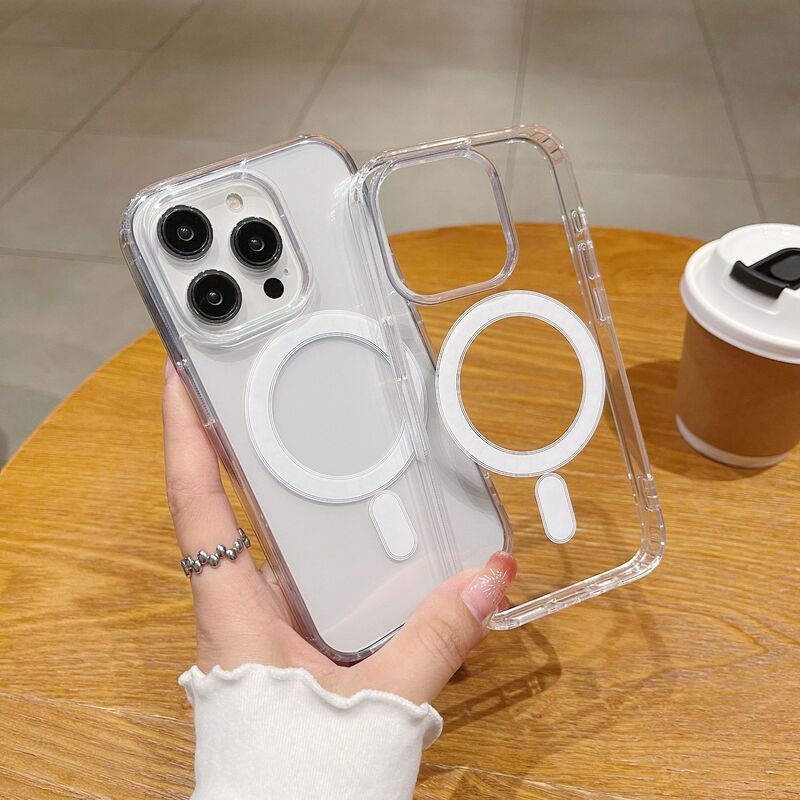 Suitable for Apple 16/15 Transparent Magnetic Magsafe Mobile Phone Case iPhone 14/13 Inner Anti-Fall 12 All-Inclusive Model Suitable for Apple 16/15 Transparent Magnetic Magsafe Mobile Phone Case iPhone 14/13 Inner Anti-Fall 12 All-Inclusive Model