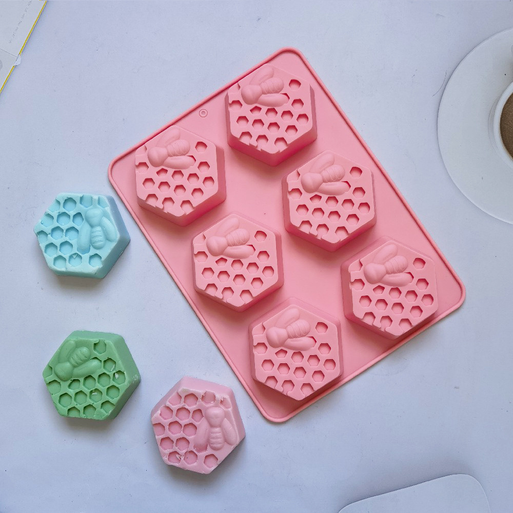 6 jabon de abeja 90 molde de silicona pastel helado pudín postre molde de jabón para utensilios