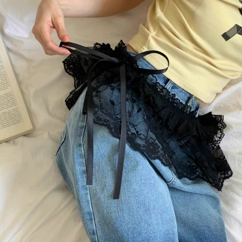 Летняя юбка, кружевная короткая штора, передник