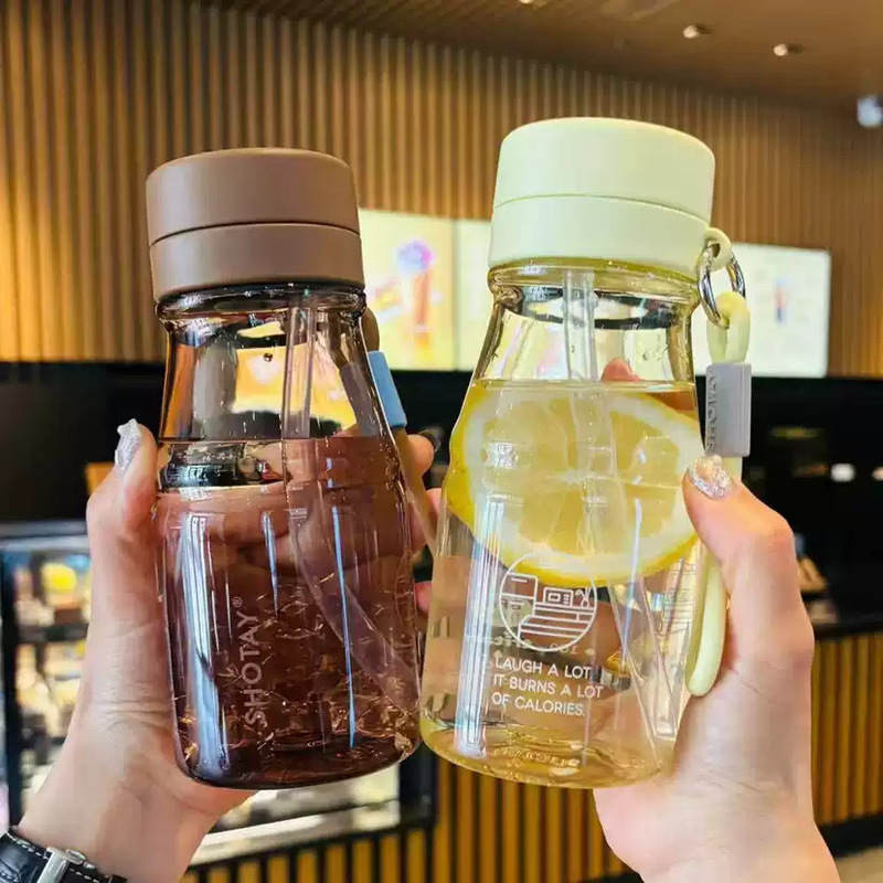 Shangtai Tritan Material Thermos Cup for Women, Double-Drink Retro Style with Strap, Portable Water Cup 530ml