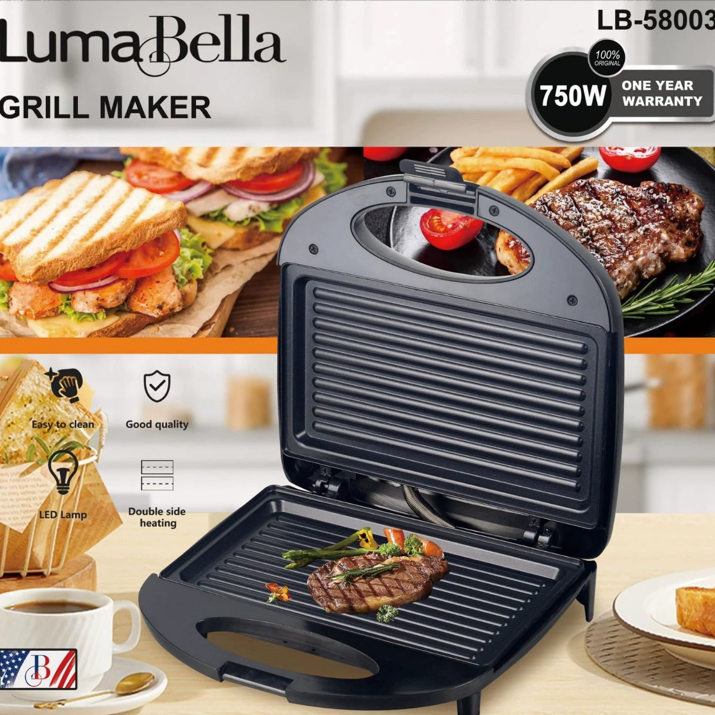 Lumabella 58003 кроссбордный домашний вафельный сэндвич-автомат завтрак для стейка пончик хот-дог