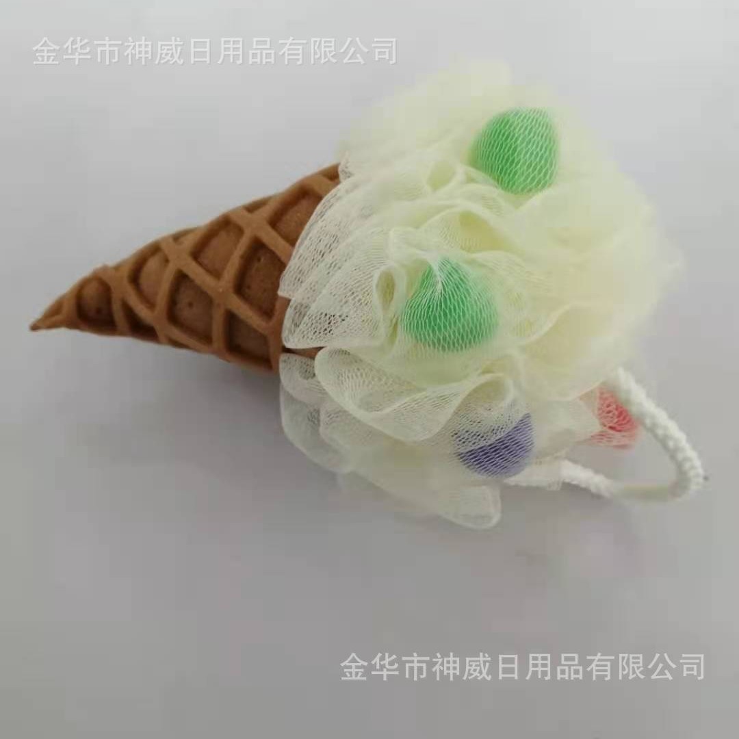 (2개) 창조적 인 귀여운 부드러운 스폰지 목욕 꽃 시뮬레이션 아이스크림 목욕 SQ 비 마찰 스폰지