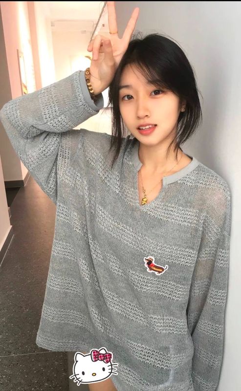 中空 V ネックセーター女性のための 2025 新しい夏と秋のルーズカジュアルデザイン長袖 Tシャツ日焼け止めブラウストップ|undefined