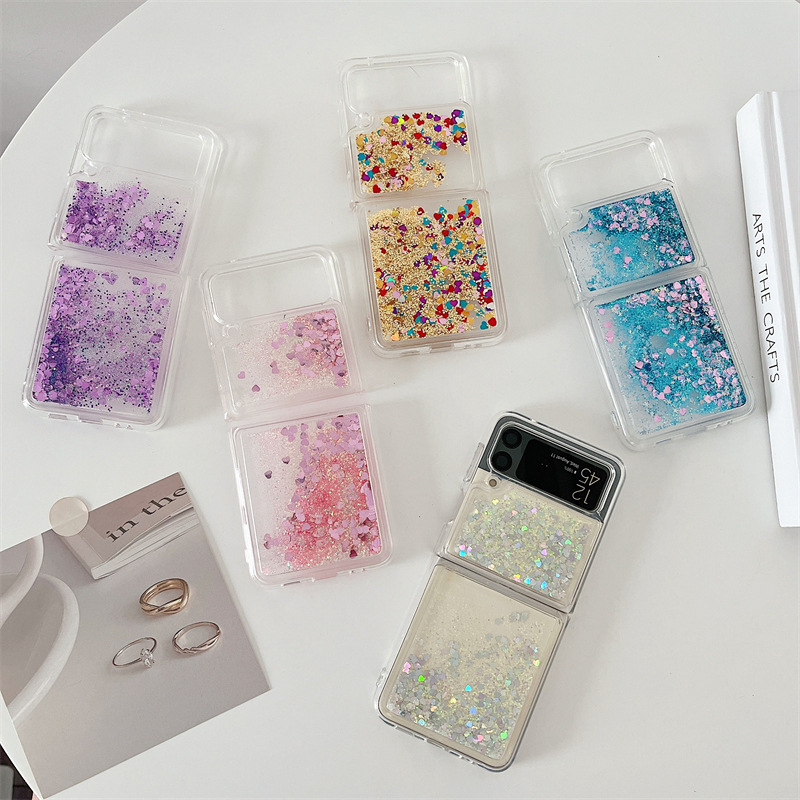 Glitter quicksand for Samsung Galaxy Z Flip3 folding screen phone case transparent creative personality for men and women