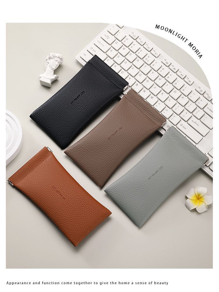 Retro Classic Style Solid Color Pu Leather Unisex Glasses Case display picture 2