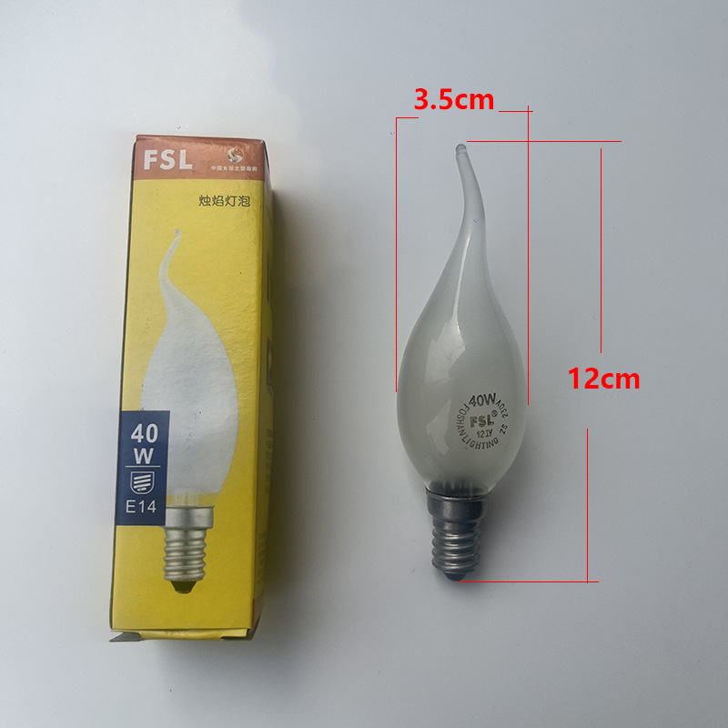 lámpara incandescente filamento de tungsteno atenuable esmerilado lámpara de tornillo de vela transparente