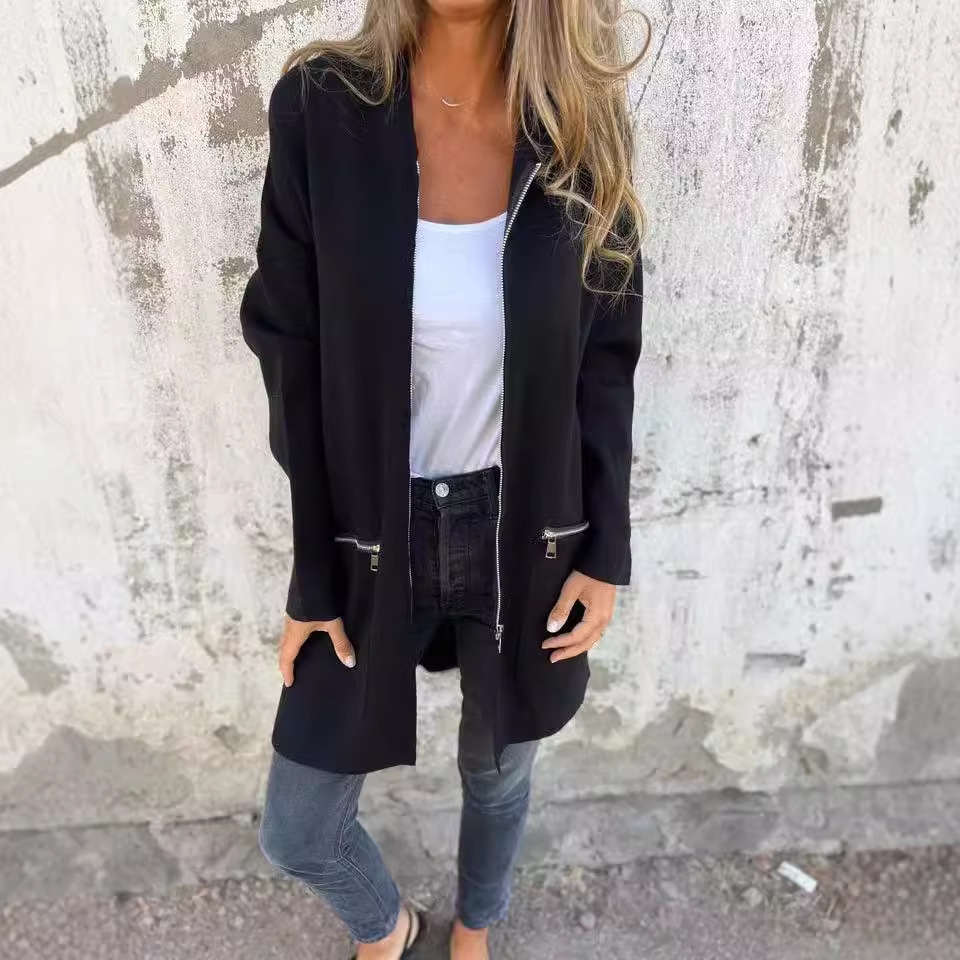 Men's Casual Zip-Up Hooded Jacket - Lightweight Polyester Coat With Pockets, Multiple Colors & Sizes For Everyday Wear_voghion.com