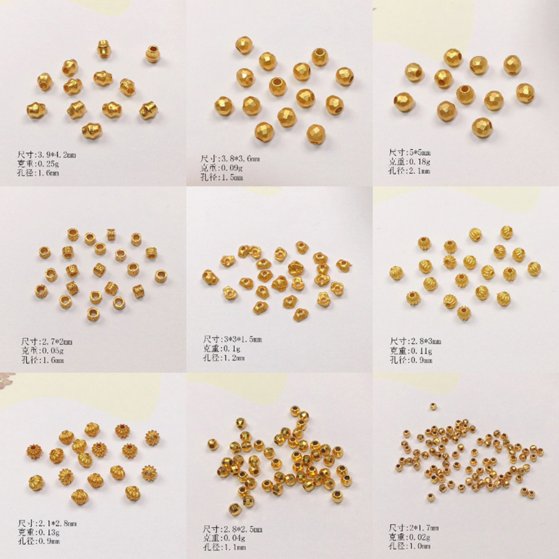 S925 Silver Plated Gold Torus Loose Bead Spacer Semi-finished DIY Jewelry Crystal Jewelry Bracelet Necklace Accessories