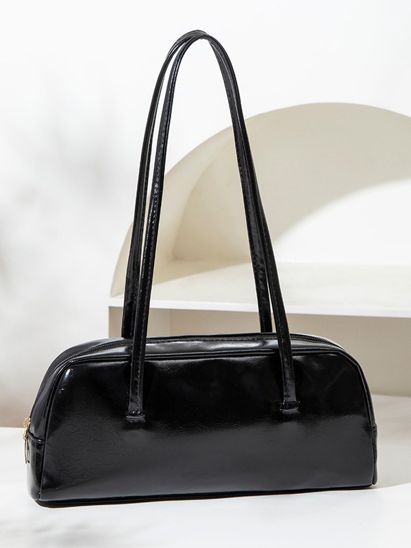 Bolso de Hombro y Axilar de Mano en Color Liso de PU Empalmado para Uso Diario