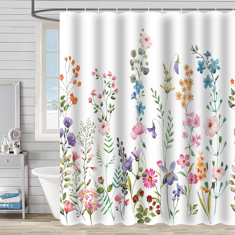 Bathroom Curtain Amazon Green Plant Shower Curtain Waterproof Mildew-proof 3d Digital Printing Flower Forest Bath Curtain Partition Punch-free