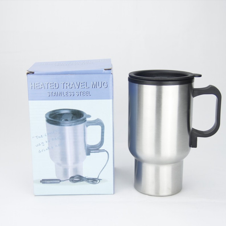 12V内塑外钢车载保温杯汽车加热杯烧水杯不锈钢车载烧水壶