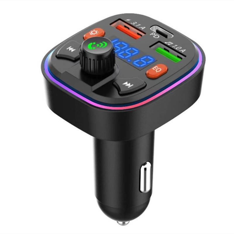 Q7 Cross-Border E-Commerce Manufacturer Fm Car Bluetooth Mp3 Player Hands-Free Call Voice Broadcast Pd Fast Charging U Disk