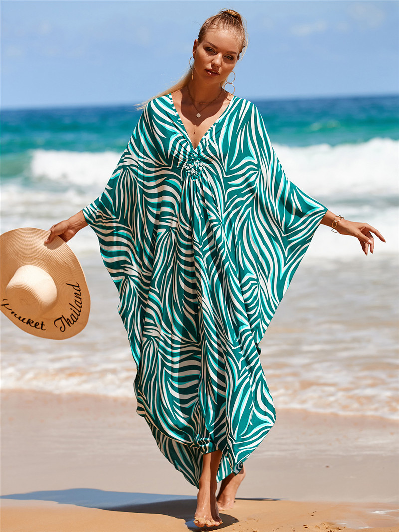 224g Weight Sunscreen Shirt Outerwear Type 3/4 Length Sleeve Sleeve Length Polyester Fabric Type Long Top Length V Neck Neckline Printing, Leopard Pattern Spring&Summer Season Women's Gender Vacation, Beach Style Women's Printing Leopard Vacation Beach Cover Ups 82