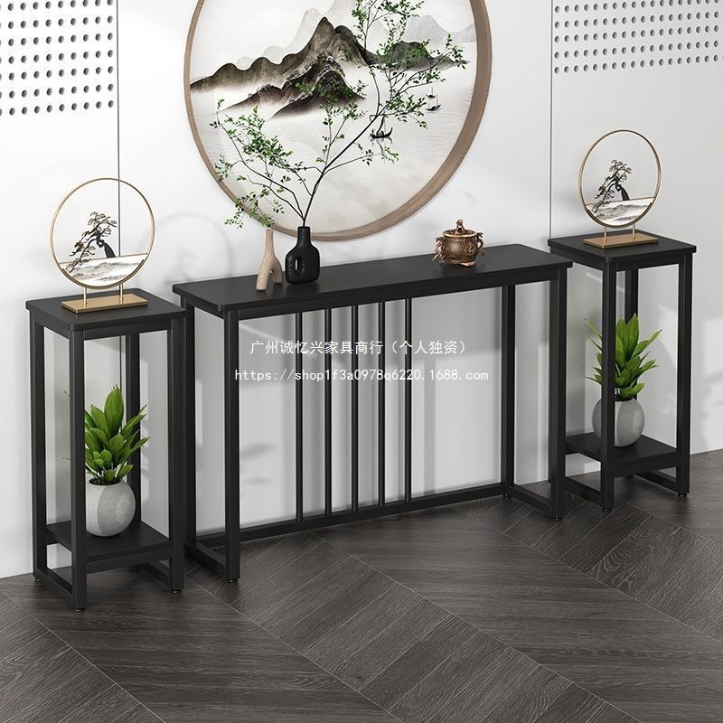 简易桌子置物架入户靠墙长条桌铁艺中式条案客厅玄关台家用玄关桌|undefined