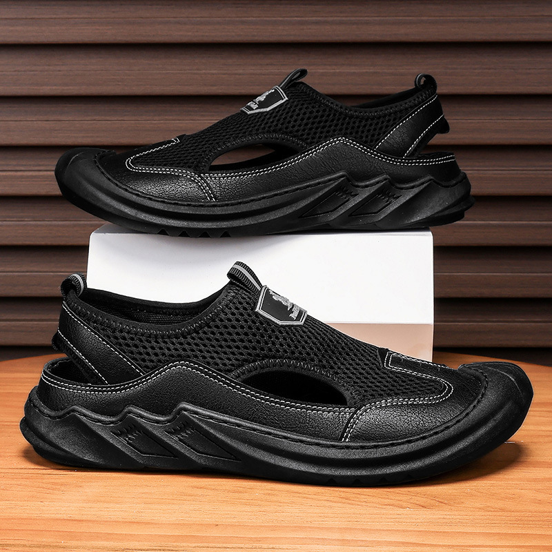 Sandalias para hombres 2024 verano nuevo respirado ocio de suela gruesa zapatos de moda zapatos deportivos antideslizantes de cabeza agujero