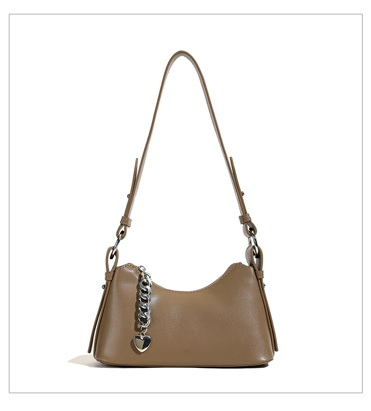 Women's Gender Streetwear Style Women's Pu Leather Solid Color Streetwear Chain Dumpling Shape Zipper Tote Bag