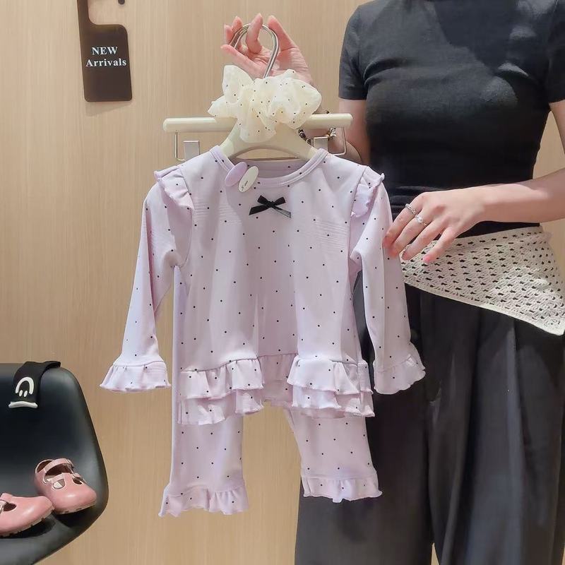 【秋冬新品】花边简约女童居家服，女童打底衫套装花边套装小香风|undefined