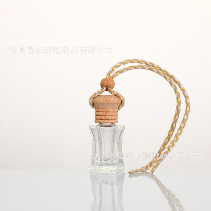 Botella de perfume de cables de automóvil botella vacía botella de perfume de automóvil colgante tapa de madera botella vacía perfumes volátiles al por mayor