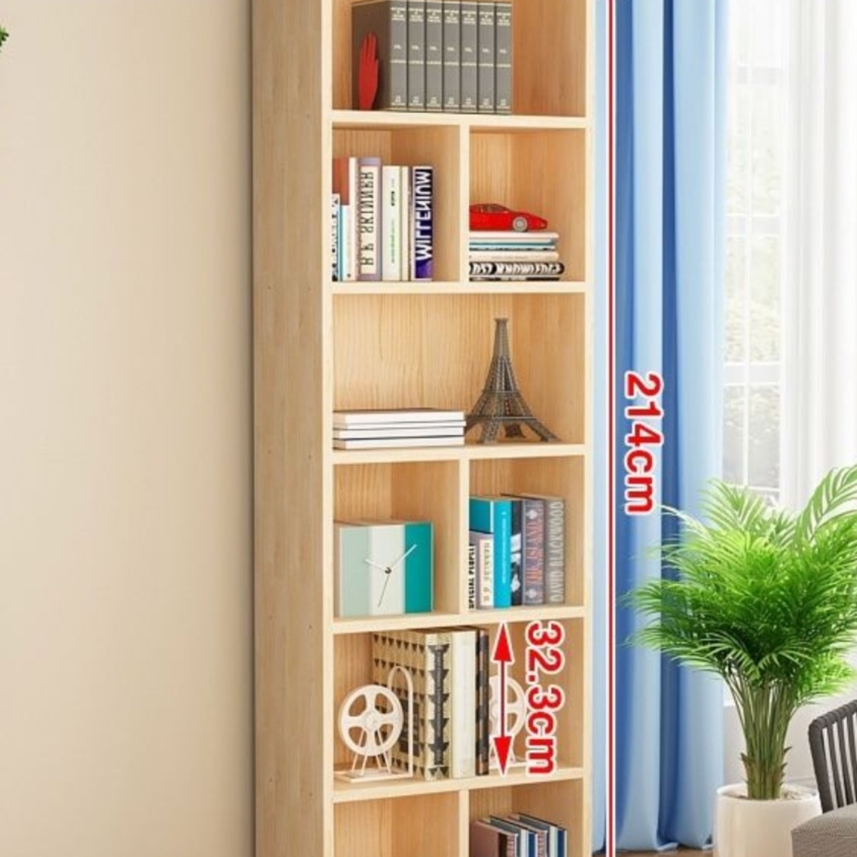Solid Wood Bookshelf for Children's Home Use, All-Solid Wood Storage Rack, Floor-Standing Storage Cabinet, Multifunctional Bookcase, Pine Wood Bookshelf