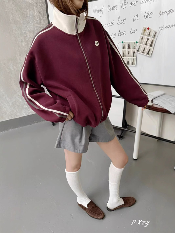 030慵懒风圆领卫衣女秋季新款薄款宽松韩版oversize女式上衣bf外|undefined