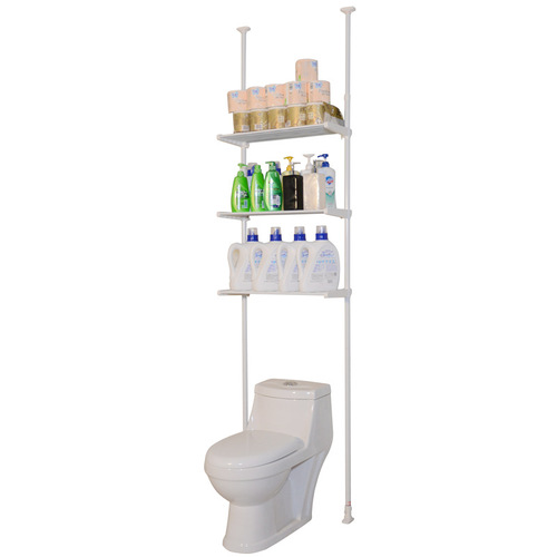 Hole-free ceiling-mounted bathroom tiered storage rack toilet paper holder bathroom supplies storage rack