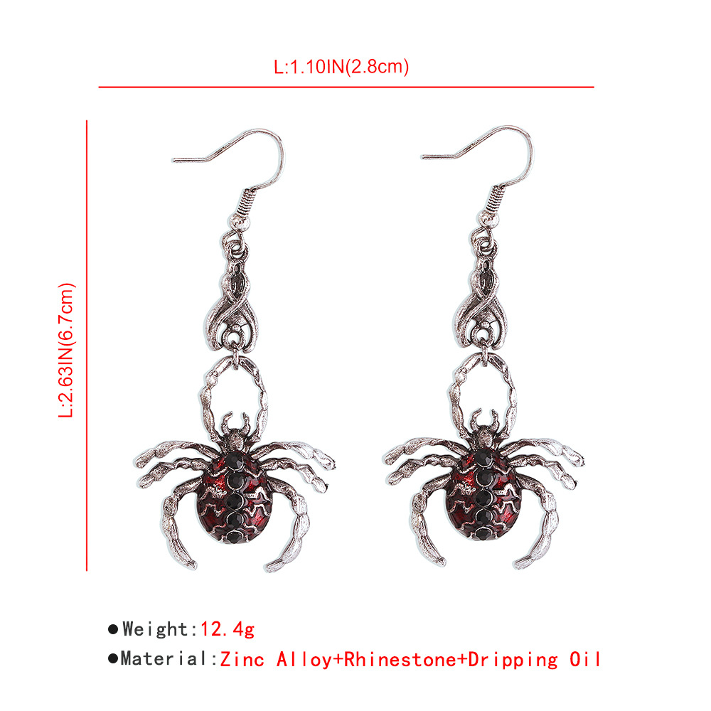 22g Weight No Inlaid Inlay Material Earrings Classification Housewarming, Anniversary, Business, Wedding, Travel, Birthday, Festival Occasion Alloy Material Halloween Festival Geometric Pattern Women'S Gender Fashion Style Halloween New Spider Geometric Alloy Diamond Earrings Wholesale Nihaojewelry 18