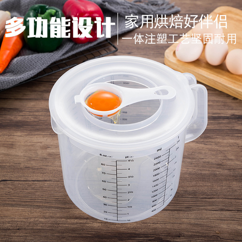 Taza de medición para hornear de plástico con tapa a prueba de salpicaduras taza de medición para hornear taza de medición para el hogar con escala 5l de gran capacidad