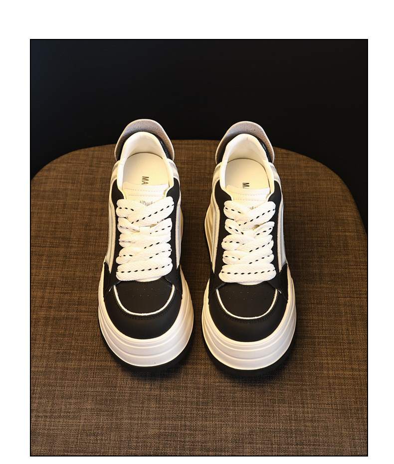 Giày sneaker nữ đế dày tăng chiều cao phong cách vintage — màu đen chi tiết 19