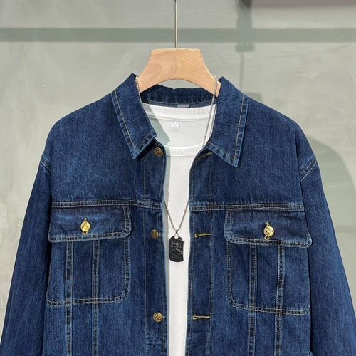 Worksite Welding Worker Heat-Resistant and Abrasion-Resistant Work Shirt Men Spring and Summer New Long-Sleeved Denim Jacket Top for Men