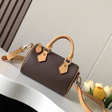 芯片版 带标 L nano speedy 枕头包 V 波士顿 真皮单肩斜挎女包