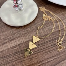 欧美个性冷淡风欧美时尚三角形吊坠女士合金长项链批发毛衣链首饰