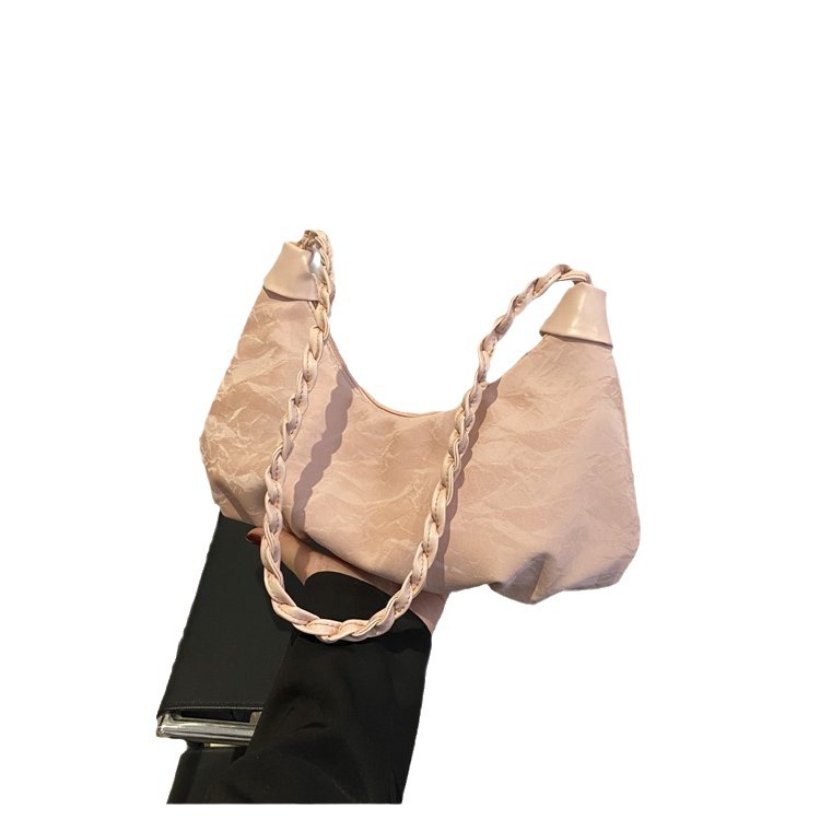 Diseño francés de nicho nubes plegadas bolsas debajo de las axilas para mujeres 2024 nuevo verano textura alta mochila de hombro