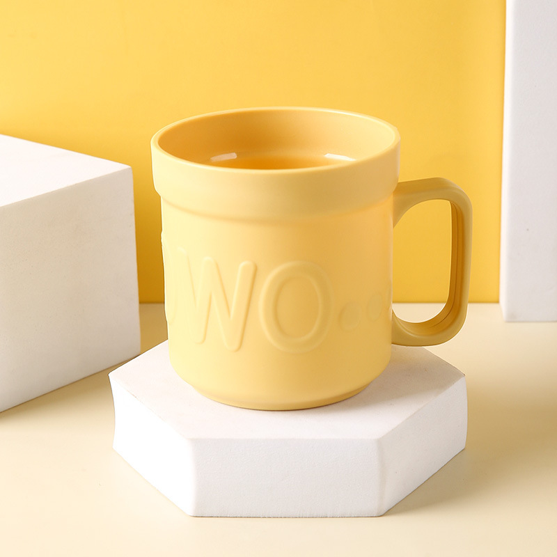 Carta tridimensional engrosada enjuague bucal Copa con mango inodoro doméstico taza de cepillo de dientes con mango lavar boca redonda taza de cepillo de dientes