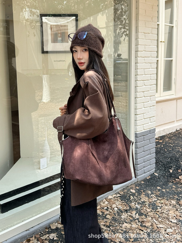 大容量麂皮绒托特包女高级感通勤子母包休闲慵懒松弛感单肩包大包|undefined