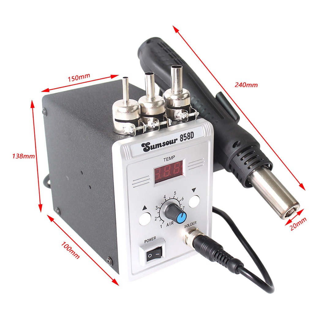 Nuevo 858d pantalla digital pistola de aire caliente Estación de soldadura inteligente chip placa base teléfono móvil reparación Estación de soldadura pistola de aire caliente