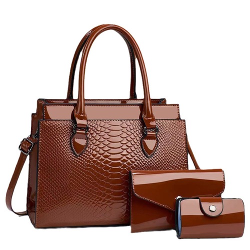 Factory fashion trendy women's bag, high-end three-piece handbag, large-capacity shoulder bag, crossbody bag, versatile and simple