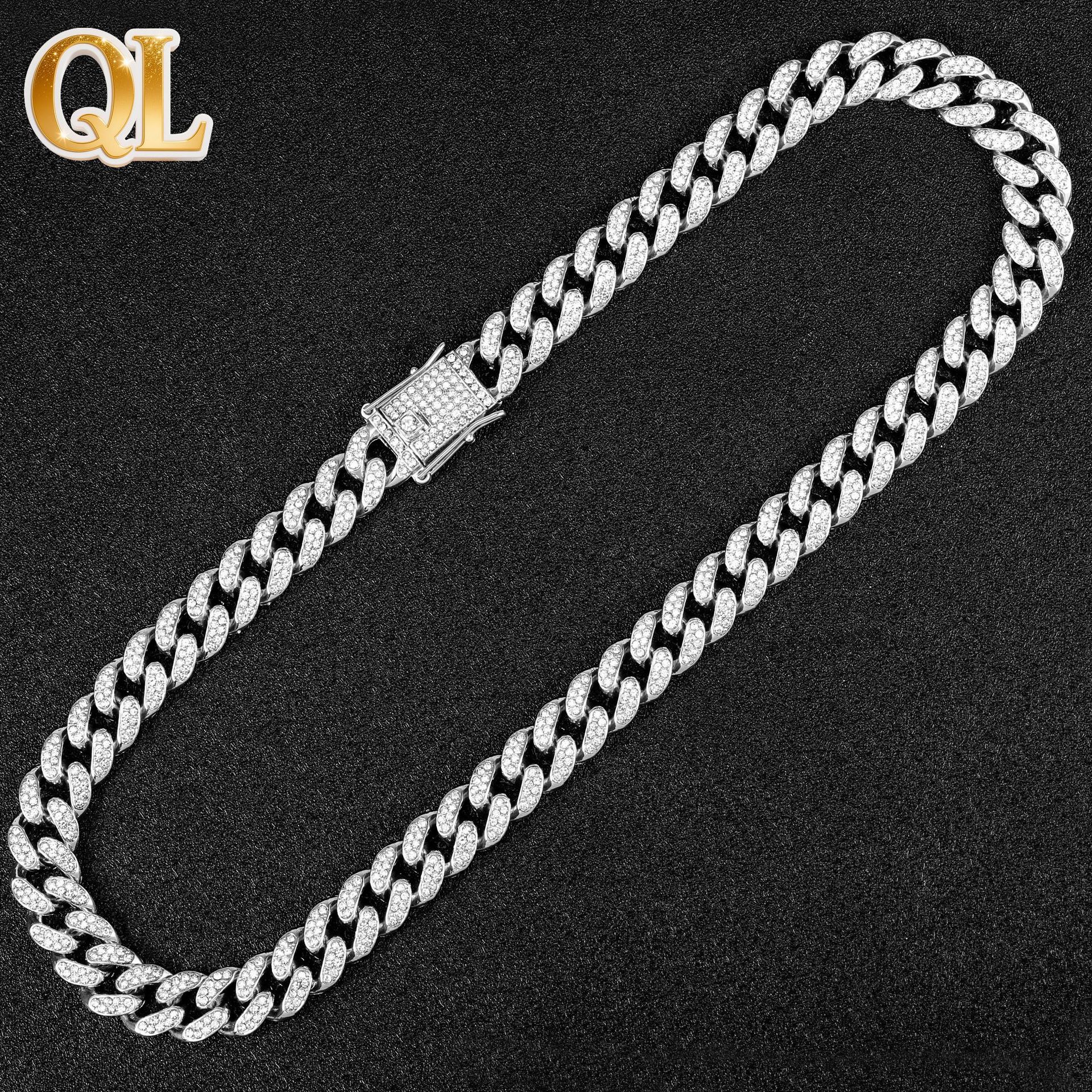 Europa y América Hip Hop 13MM collar de diamantes completos de alta calidad doble fila de diamantes cadena cubana pulsera collar de hombre hiphop