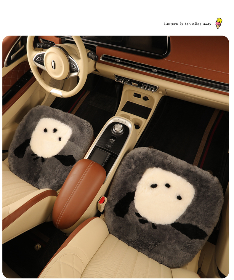Pure wool car cushion single piece winter fur integrated three-piece car cushion warm plush seat cushion rear row strip