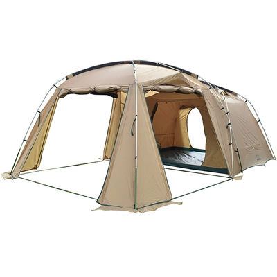 Outdoor camping family-style 5-8-person tent double-layer camping tent one room and one living room rainproof tent (Çadırlar) - khaki-with-black-5-8-people