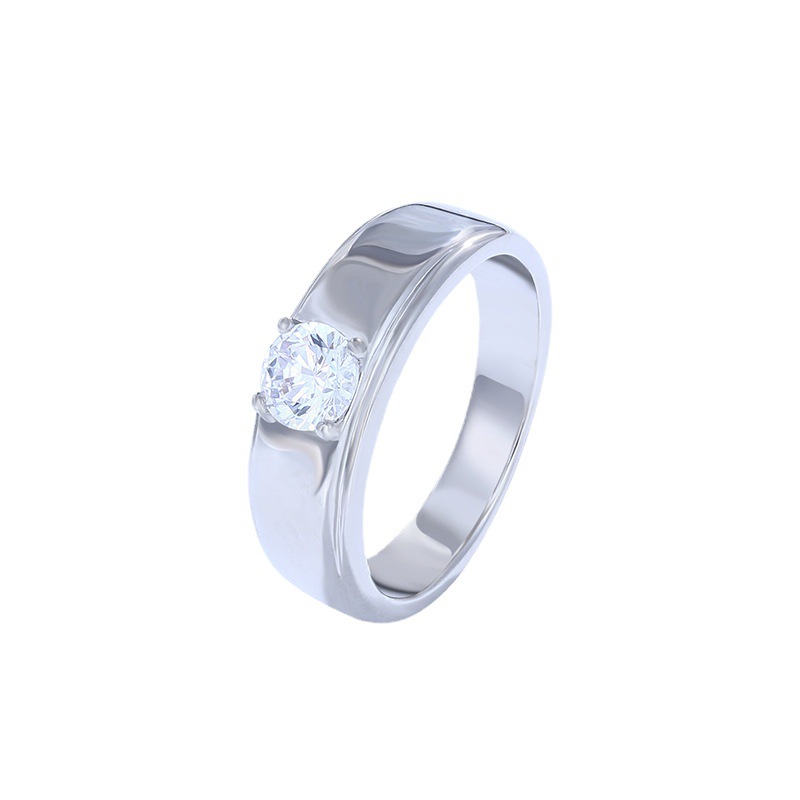 Anillo de bodas de oro blanco de la joyería de Xuking fuente fabricante anillo de piedras preciosas artificiales simple anillo de bodas de cuatro garras para las mujeres