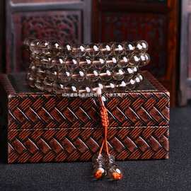 天然水晶茶水晶108颗佛珠多圈手链手串男女情侣礼物饰品时尚大方