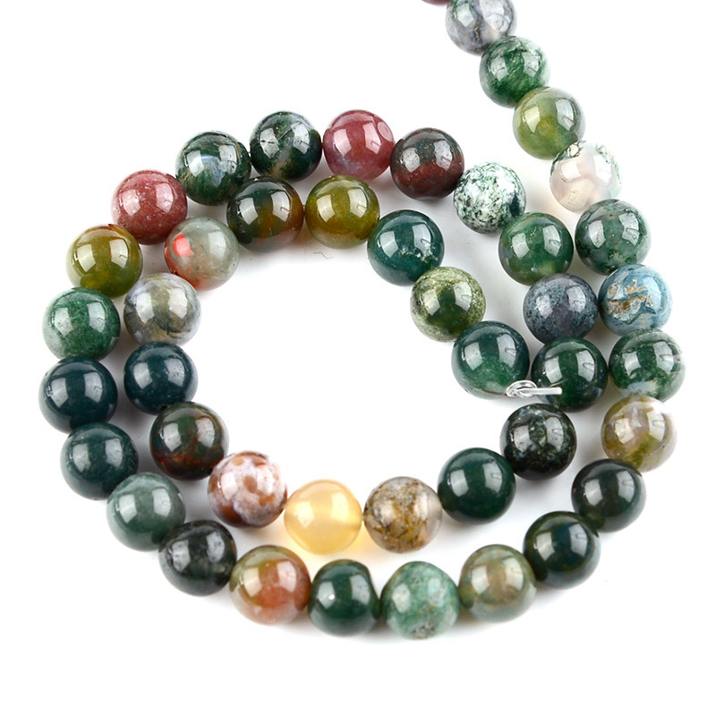 Natural Indian Marine Aquatic Plants Agate Loose Beads Colorful Jade display picture 1