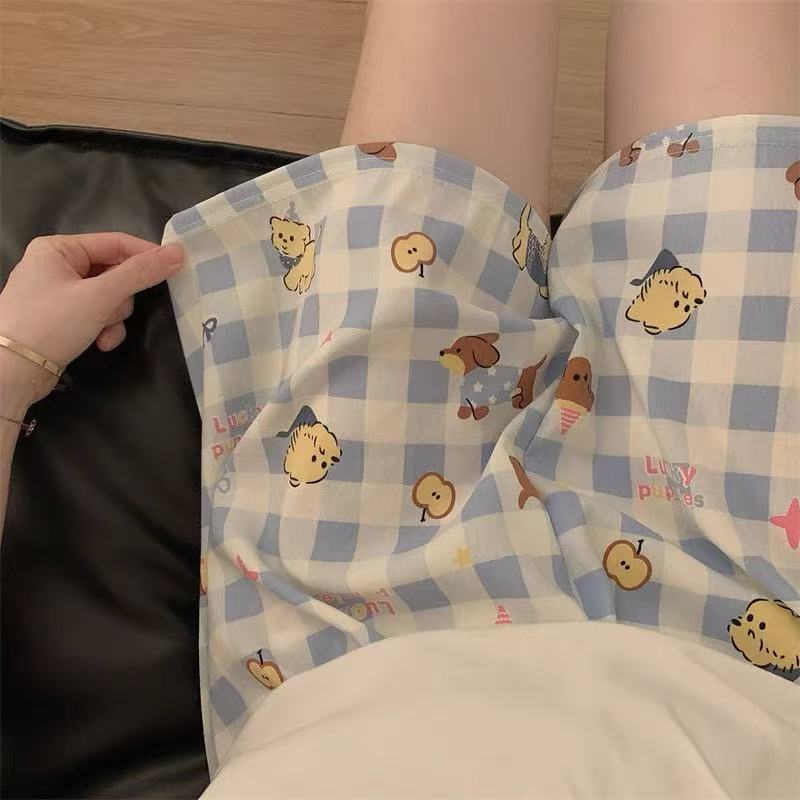 체크무늬 강아지 [파자마팬츠-주머니없음]