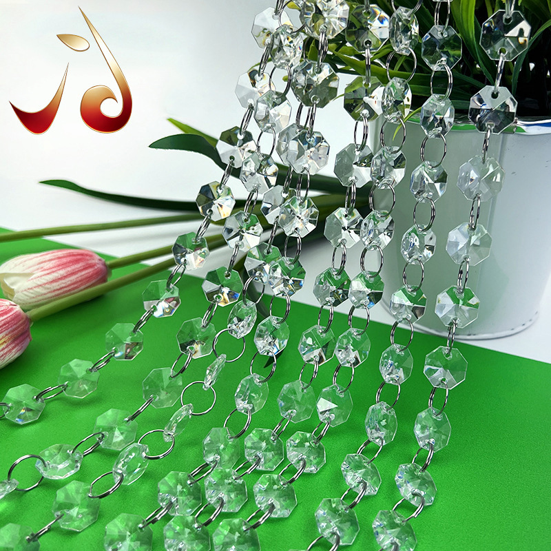 14mm Acrylic Crystal Octagonal Bead Curtain Wedding Road Lead Bead Octagonal Bead Chain KTV Bar Decorative Chain Curtain