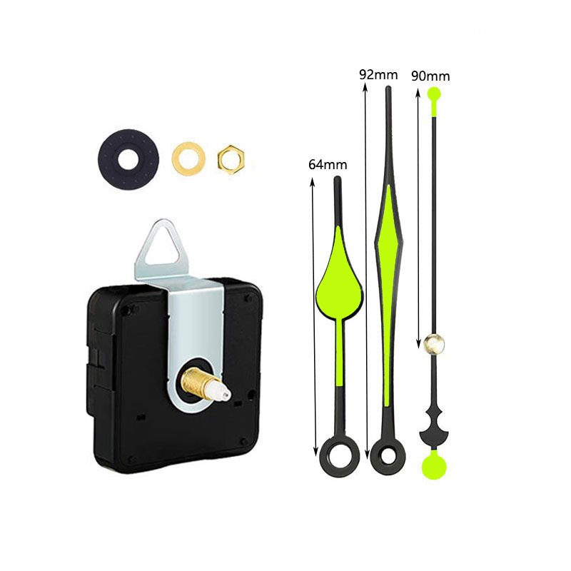 Set completo de movimiento de reloj nuevo modelo, venta caliente transfronterizo, silencioso y fluorescente luminoso, aguja de reloj metálica, para reloj de pared DIY