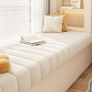 New Style Light Luxury Comfortable Teddy Velvet Bay Window Cushion, Water-Resistant and Dirt-Resistant Window Sill Mat, Balcony Mat, Suitable for All Seasons