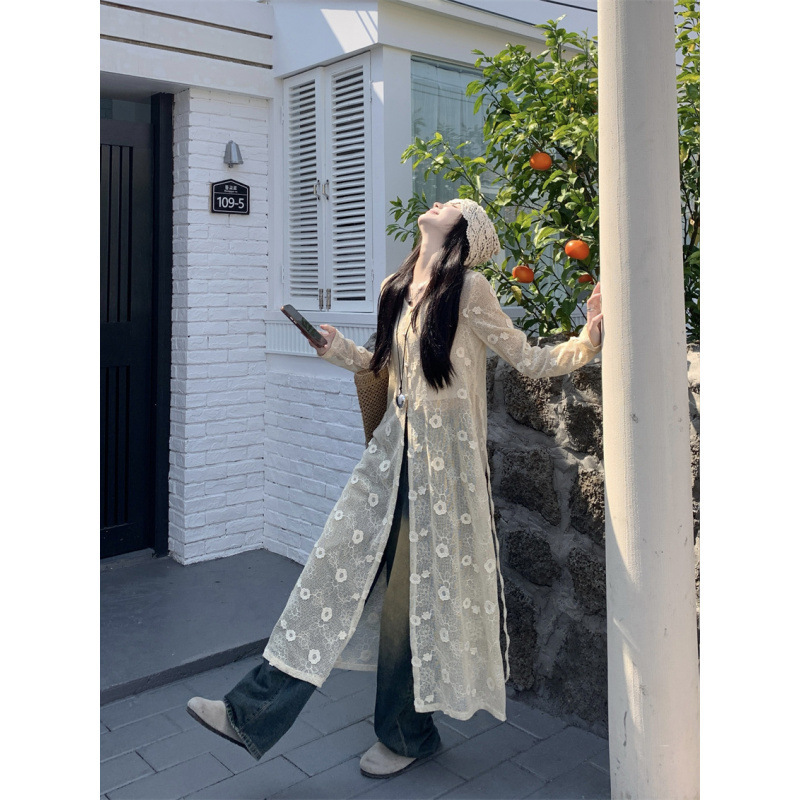 Bohemian Style Blouse Dress for Women Early Autumn New Design High-End Lace Cardigan Beautiful Long Skirt
