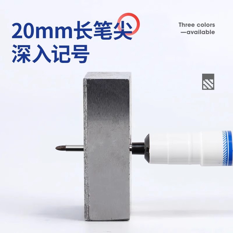 Bolígrafo de punta larga de 20mm de agujero profundo para carpintería de baldosas de cerámica, bolígrafo de marcado y marcado, a prueba de agua, bolígrafo a base de aceite de secado rápido al por mayor
